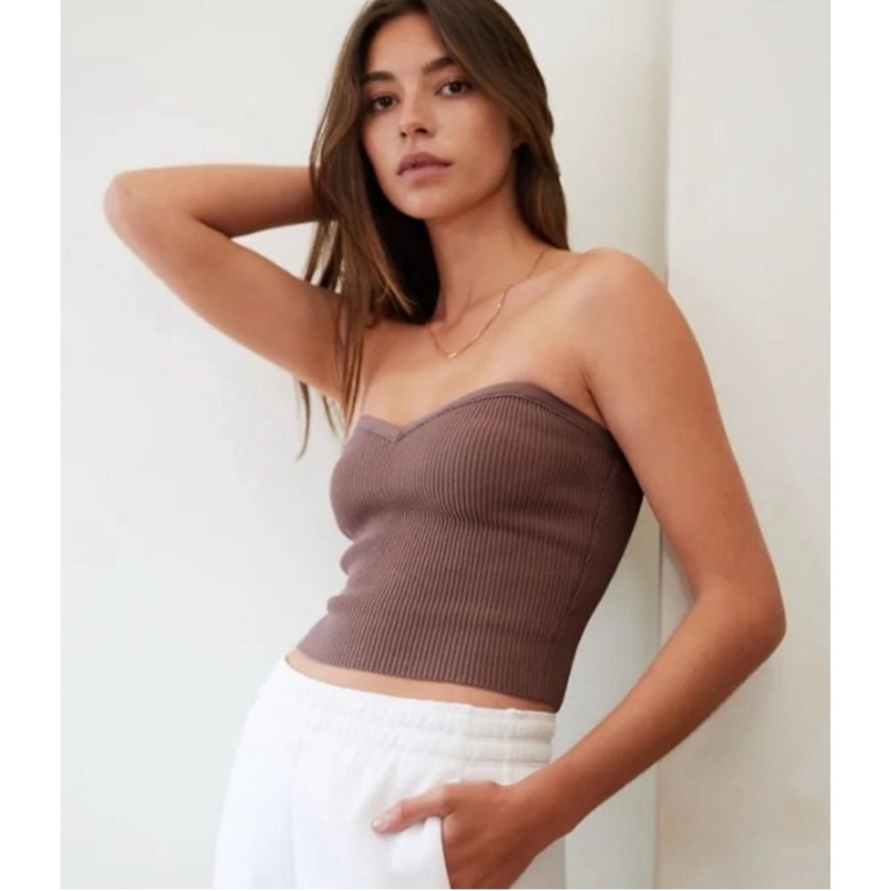 Babaton sweetheart neckline sculpt knit tube crop top xs